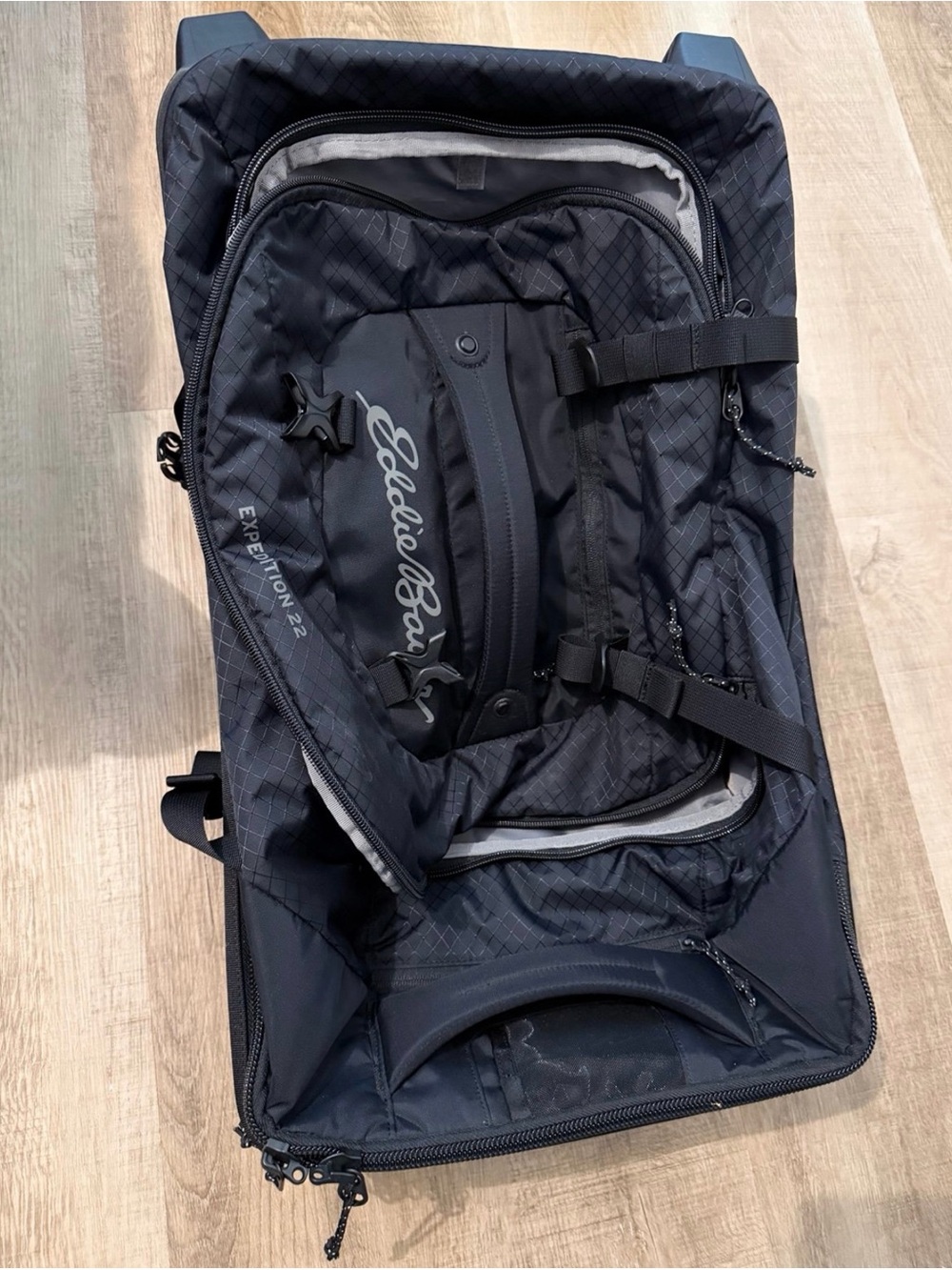 Eddie Bauer Black Quilted Travel Duffel with Interior Straps